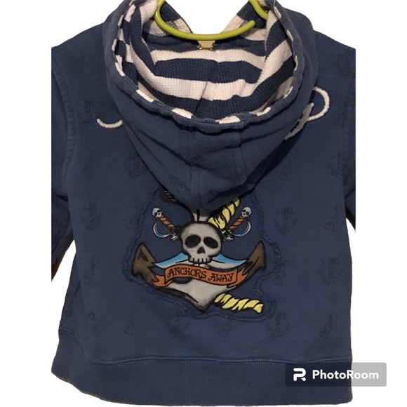 Disney Captain Bones Anchors Away Toddler Nautical Zip Up Hoodie Size 2T - Picture 6 of 9